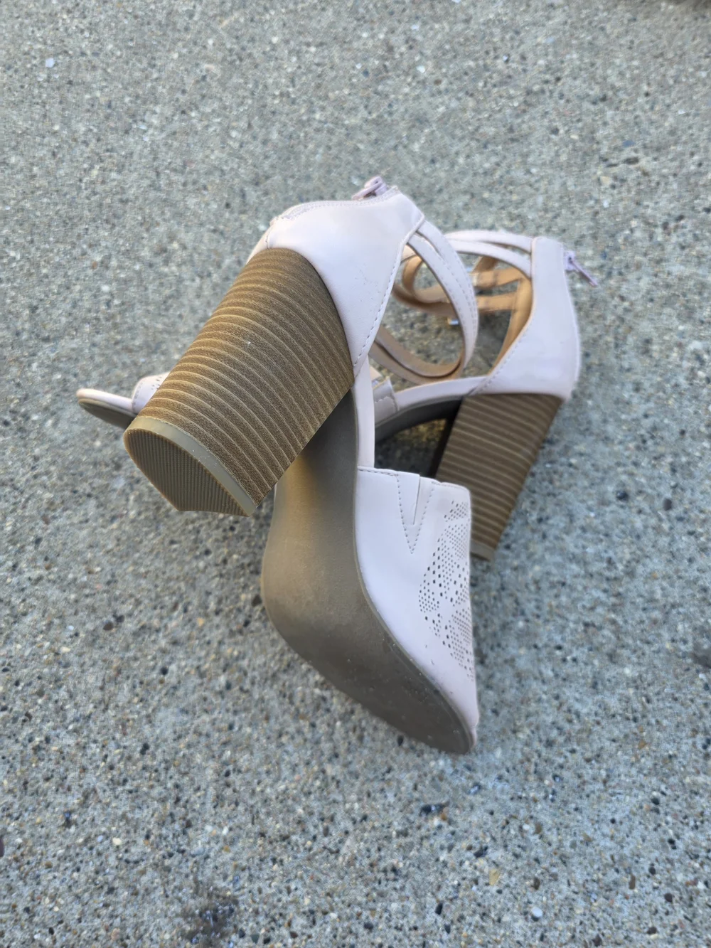 Maurices Light Blush Perforated Ankle Strap Sandals Women 9